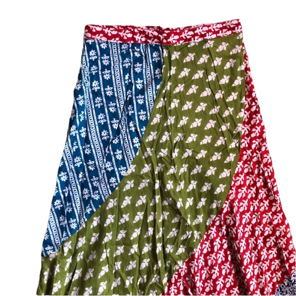 Ananda Design | Patchwork Flowy 100% Rayon Maxi Full Skirt Bohemian Festival - Picture 3 of 13